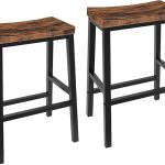 Bar stools, a set of two, 23.6-inch saddle stools, kitchen bar seats with footrests.