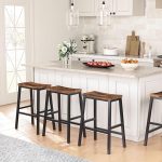 Bar stools, a set of two, 23.6-inch saddle stools, kitchen bar seats with footrests. - Image 2